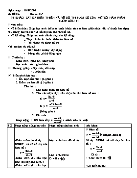 Giáo án môn Giải tích 12 - §7: Khảo sát sự biến thiên và vẽ đồ thị hàm số của mộtsố hàm phân thức hữu tỉ