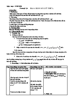 Giáo án môn Giải tích 12 - Chương II - §6: Hàm số luỹ thừa