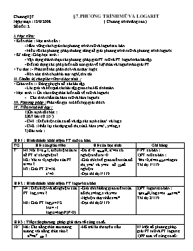 Giáo án môn Giải tích 12 - Chương II - §7: Phương trình mũ và logarit