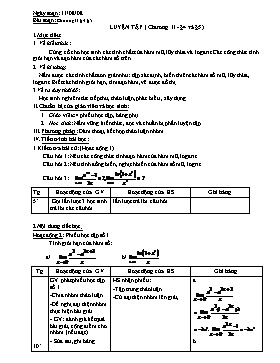 Giáo án môn Giải tích 12 - Chương II - Luyện tập (§4 và §5)