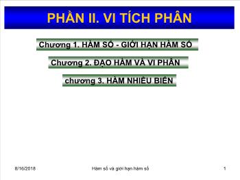 Phần II: Vi tích phân