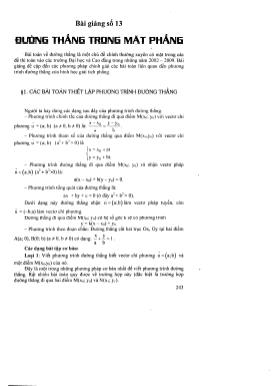 Bài giảng số 13 - Đường thẳng trong mặt phẳng