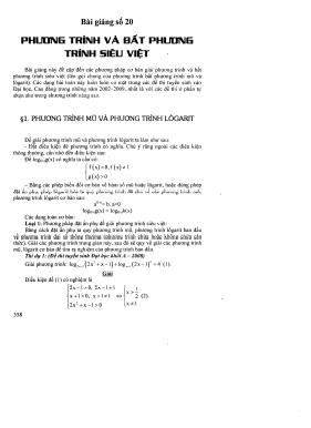 Bài giảng số 20 - Phương trình và bất phương trình siêu việt