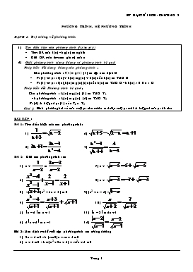 Bài tập Đại số 10 CB - Chương 3 Phương trình, hệ phương trình