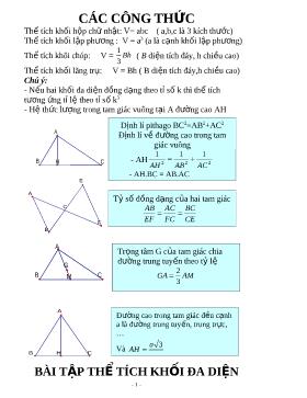 Các công thức và bài tập Thể tích khối đa diện