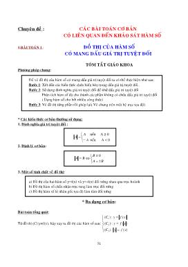 Chuyên đề Các bài toán cơ bản có liên quan đến khảo sát hàm số