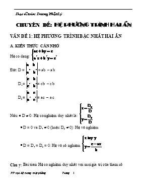 Chuyên đề: Hệ phương trình hai ẩn