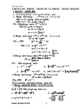 Chuyên đề: Phương trình mũ và phương trình lôgarít
