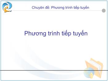 Chuyên đề: Phương trình tiếp tuyến