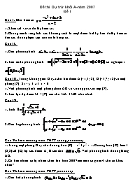 Đề thi Dự trữ Toán khối A - Năm 2007