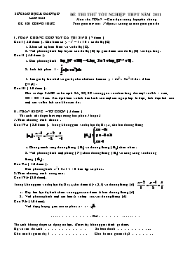 Đề thi thử tốt nghiệp THPT môn thi: Toán – Giáo dục trung học phổ thông