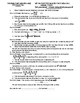 Đề thi thử tốt nghiệp THPT môn thi: Toán - Trường THPT Nguyễn Huệ