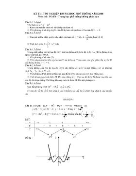 Đề thi tốt nghiệp trung học phổ thông năm 2008 môn thi: Toán - Trung học phổ thông không phân ban