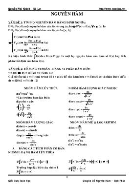 Giải Tích Toán Học: Chuyên đề Nguyên Hàm – Tích Phân
