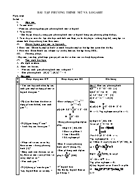 Giáo án Giải tích 12 - Chương 2 - Bài tập phương trình mũ và logarit