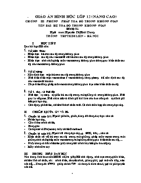 Giáo án hình học lớp 12 (nâng cao) Hệ toạ độ trong không gian