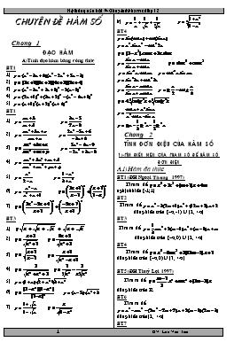 Hệ thống câu hỏi Chuyên đề hàm số lớp 12