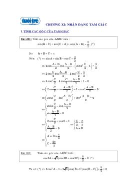 Lượng giác - Chương XI: Nhận dạng tam giác