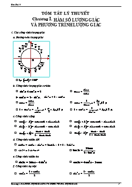 Tóm tắt lý thuyết Đại số 11 - Chương I: Hàm số lượng giác và phương trình lượng giác