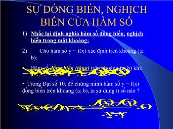 Bài giảng Giải tích 12: Sự đồng biến, nghịch biến của hàm số