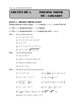 Bài tập Phương trình, Hệ phương trình, Bất phương trình mũ – logarit