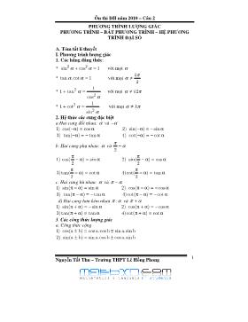Bài tập Phương trình lượng giác phương trình – bất phương trình – hệ phương trình đại số