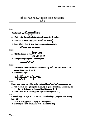 Đề ôn tập Toán 12 ban khoa học tự nhiên