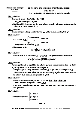 Đề thi chọn học sinh giỏi lớp 12 tỉnh Thái Bình năm học 2009-2010 môn: Toán