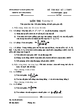 Đề thi học kỳ 2 THPT môn Toán lớp 12