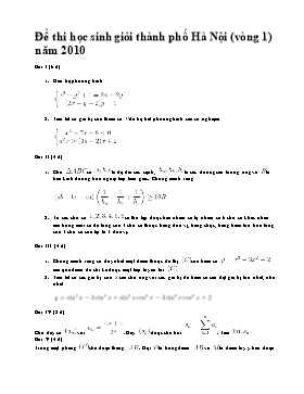 Đề thi học sinh giỏi thành phố Hà Nội (vòng 1) năm 2010 môn Toán