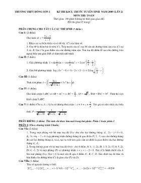 Đề thi khảo sát chất lượng trước tuyển sinh (lần 2) môn thi: Toán