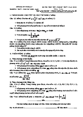 Đề thi thử tốt nghiệp THPT môn Toán - Đề 27