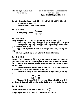 Đề thi tuyển sinh vào lớp10 THPT tỉnh Thanh Hoá năm 2009-2010 môn Toán