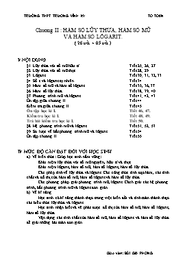 Giáo án Giải tích 12 nâng cao - Chương II: Hàm số lũy thừa, hàm số mũ và hàm số lôgarit