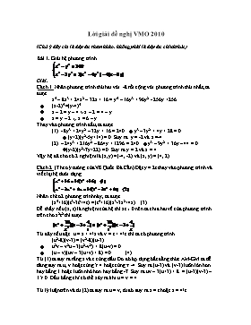 Lời giải đề nghị VMO 2010