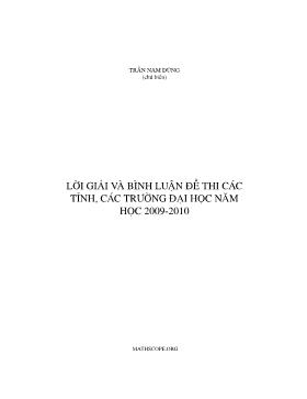 Lời giải và bình luận đề thi Toán các tỉnh, các trường đại học năm học 2009-2010