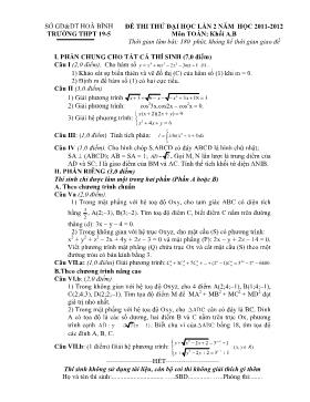 Tuyển tập Đề thi thử Đại học có đáp án môn Toán - Đề số 249