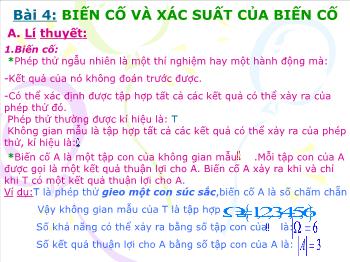 Bài giảng Đại số 11 nâng cao bài 4: Biến cố và xác suất của biến cố